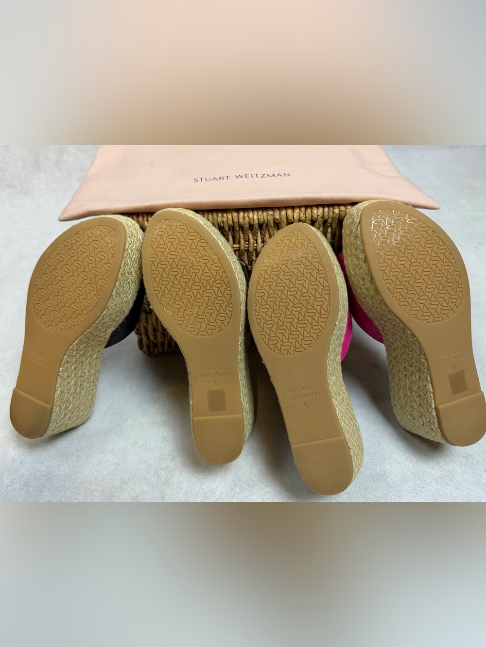 Stuart Weitzman June 75 Wedge Slide Sandals Bundle Black Pink Size 6 New - Picture 2 of 12